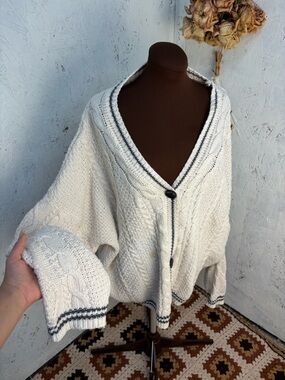 Taylor Swift FolkLore Cream Grey Oversized Knit Cardigan Merch 3XL/4XL
